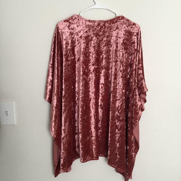 Olivia Rae Pink Crushed Velvet Velour Kimono Wrap Cover Up Sz L - Picture 3 of 6